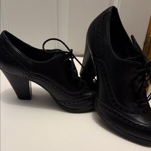 Born Black Brogue Lace-Up Heeled Oxfords